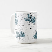 Mug Elégant acier bleu Design floral (Devant gauche)