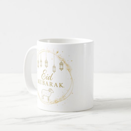 Mug Elegant Aïd Moubarak Gold Lantern & Sheep Design (Devant gauche)