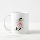 Mug Elegant Alphabet Coffee Cup with Pink Rose Design (Gauche)