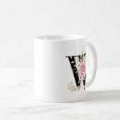 Mug Elegant Alphabet Coffee Cup with Pink Rose Design (Devant droit)