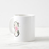 Mug Elegant Alphabet Coffee Cup with Pink Rose Design (Devant gauche)