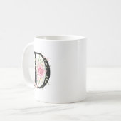 Mug Elegant Alphabet Coffee Cup with Pink Rose Design (Devant gauche)