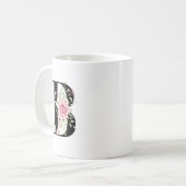 Mug Elegant Alphabet Coffee Cup with Pink Rose Design (Devant gauche)