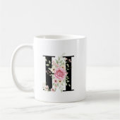 Mug Elegant Alphabet Coffee Cup with Pink Rose Design (Gauche)