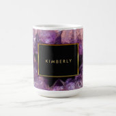 Mug Élégant améthyste violet gemstone geode monogrammé (Centre)