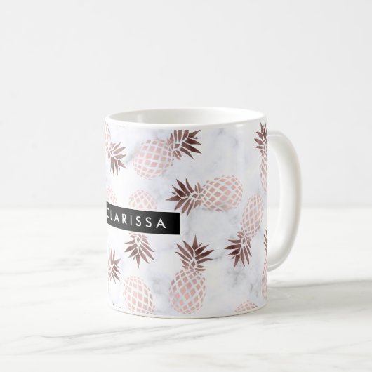 Mug élégant ananas en marbre blanc rose d'or (Devant droit)