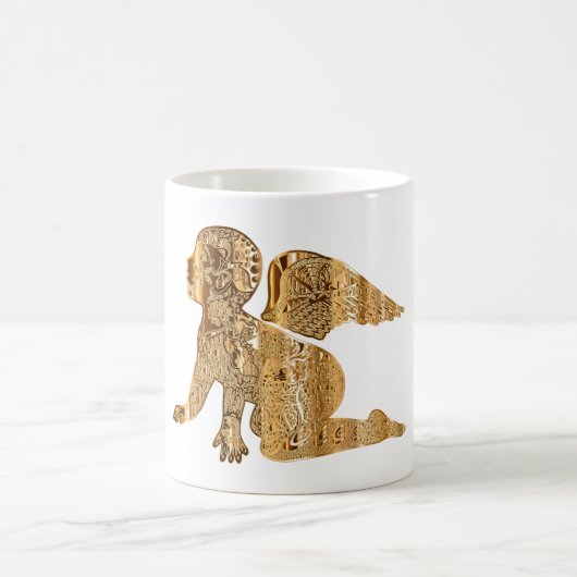 Mug Élégant Ange doré brillant Blanc céleste (Centre)