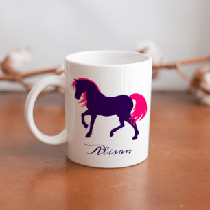 Mug Élégant animal personnalisé Cheval rose violet