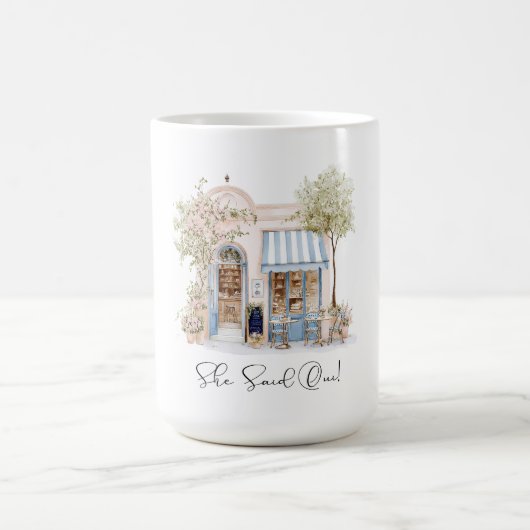 Mug Élégant aquarelle elle a dit oui fleurs roses Brid (Centre)