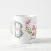 Mug Elégant aquarelle papillon floral Monogramme B (Devant gauche)