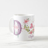 Mug Elégant aquarelle papillon floral Monogramme D (Devant gauche)