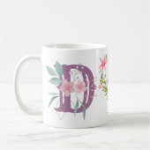 Mug Elégant aquarelle papillon floral Monogramme D (Gauche)