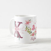 Mug Elégant aquarelle papillon floral Monogramme X (Devant gauche)