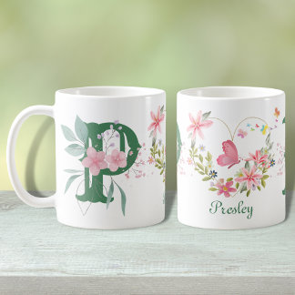 Mug Élégant aquarelle papillon floral P