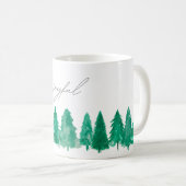 Mug Elégant Aquarelle Pine Arbres Joyeux Noël (Devant droit)