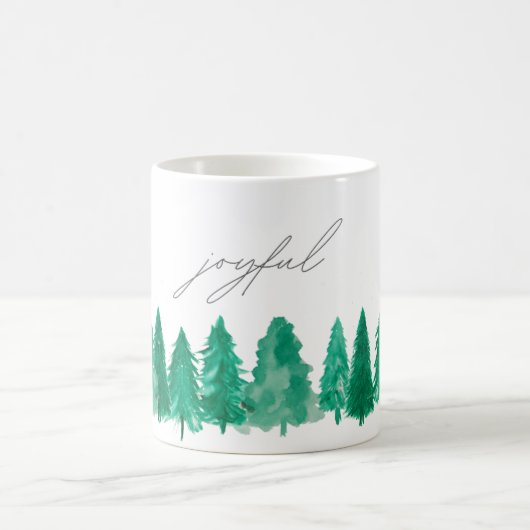 Mug Elégant Aquarelle Pine Arbres Joyeux Noël (Centre)