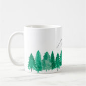 Mug Elégant Aquarelle Pine Arbres Joyeux Noël (Gauche)