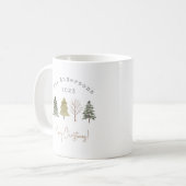 Mug Elégant Aquarelle Pine Arbres Noël Famille (Devant gauche)