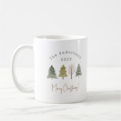 Mug Elégant Aquarelle Pine Arbres Noël Famille (Gauche)