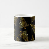 Mug Élégant arbre de Noël moderne motif or noir (Centre)