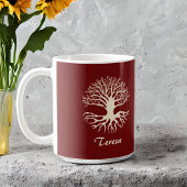 Mug Élégant arbre de vie à la crème de monogramme en B