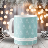 Mug Élégant Arbres de Noël Blanc Et Vert-Bleu Clair