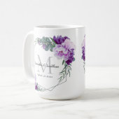 Mug Élégant Argent & Purple Floral Mariage Keepsaké (Devant gauche)