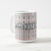 Mug Élégant Arlequin Arlequin en Argent Rose (Devant gauche)