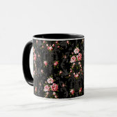 Mug Élégant Arrière - plan Floral-Noir de Rococo (Devant gauche)