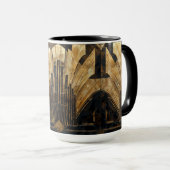 Mug Elégant Art Déco Gold Black Cityscape (Devant droit)