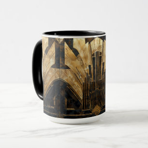 Mug Elégant Art Déco Gold Black Cityscape