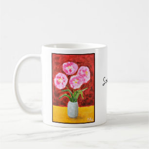 Mug Élégant Art Floral Dessiné à la Main Nom Personnal