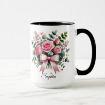 Mug Élégant avec Nom Personnalisé Rose Rose