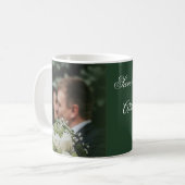 Mug Élégant baiser vert Enregistrer la date (Devant gauche)