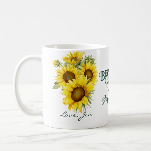 Mug Elégant Beau Tournesol Rustique Meilleure Maman Ja (Gauche)
