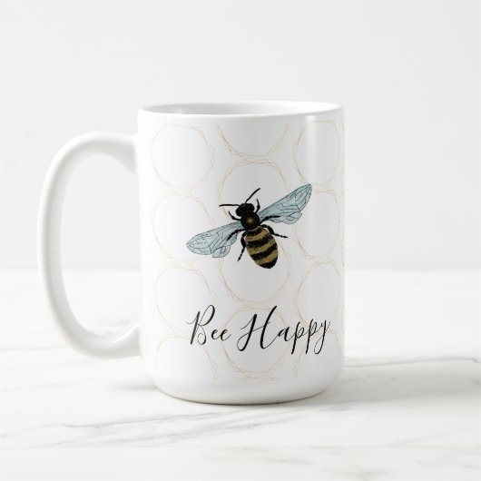 Mug Elégant Bee Happy Gold Honeycomb (Gauche)