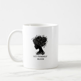 Mug Elegant black-and-white floral silhouette design 