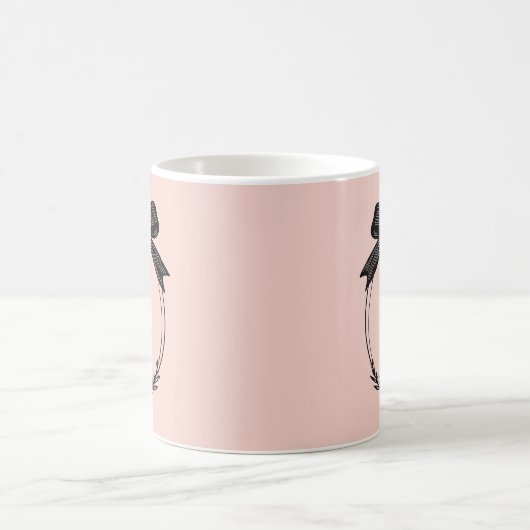 Mug Elegant Black Bow Initial Chic Blush Pink Monogram (Centre)