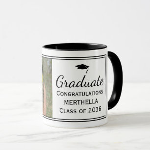 Mug élégant Black Custom Photo Graduation