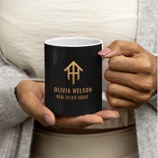 Mug Elegant Black & Gold Realtor Broker Business Logo