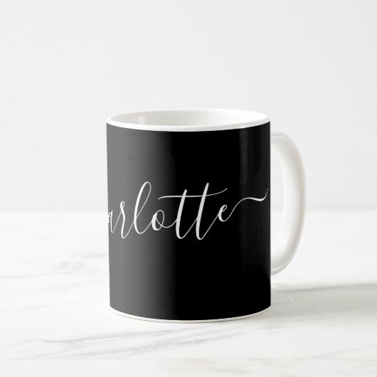Mug Elegant Black Script Modern Name Personalized (Devant droit)