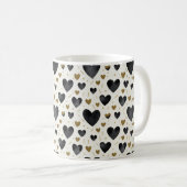 Mug Elegant Black Watercolor & Gold Glitter Hearts (Devant droit)