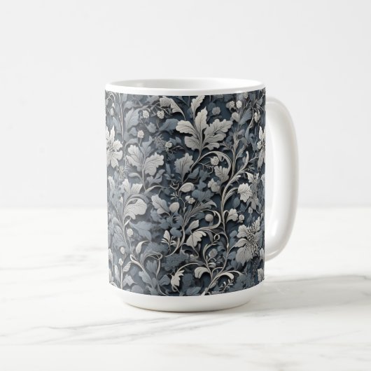 Mug Élégant blanc argenté gris-gris (Devant droit)