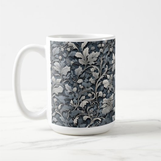 Mug Élégant blanc argenté gris-gris (Gauche)