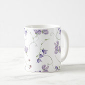 Mug Élégant blanc chic violet floral (Devant droit)