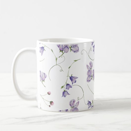 Mug Élégant blanc chic violet floral (Gauche)