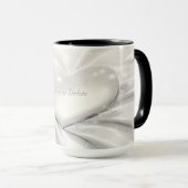 Mug Élégant Blanc Crème en Forme de Cœur (Devant droit)