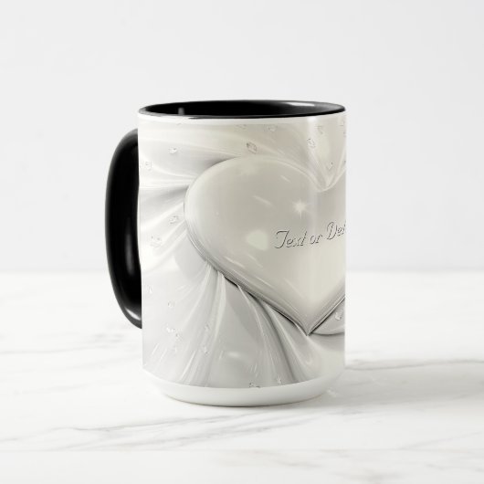 Mug Élégant Blanc Crème en Forme de Cœur (Devant gauche)