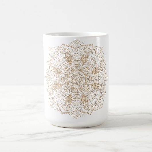 Mug Elégant blanc & or Mandala conception main dessiné (Centre)
