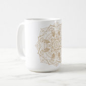Mug Elégant blanc & or Mandala conception main dessiné (Devant gauche)